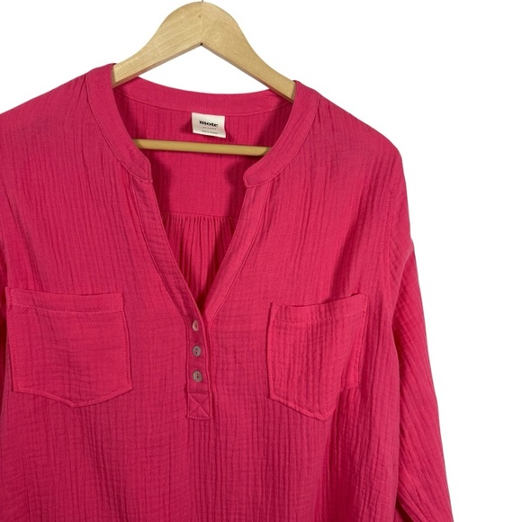 NWOT Mote Women’s Gauzy Cotton Tunic Henley in Pink Size XXL - Picture 3 of 6
